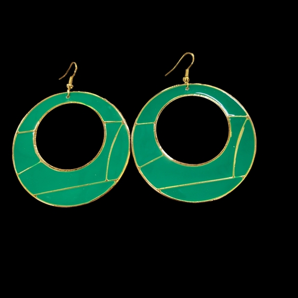 Jewelry - Green Hoop Earrings Large